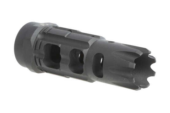 The Strike Industries Triple Crown Compensator is threaded 1/2x28 for 5.56 AR-15 rifles
